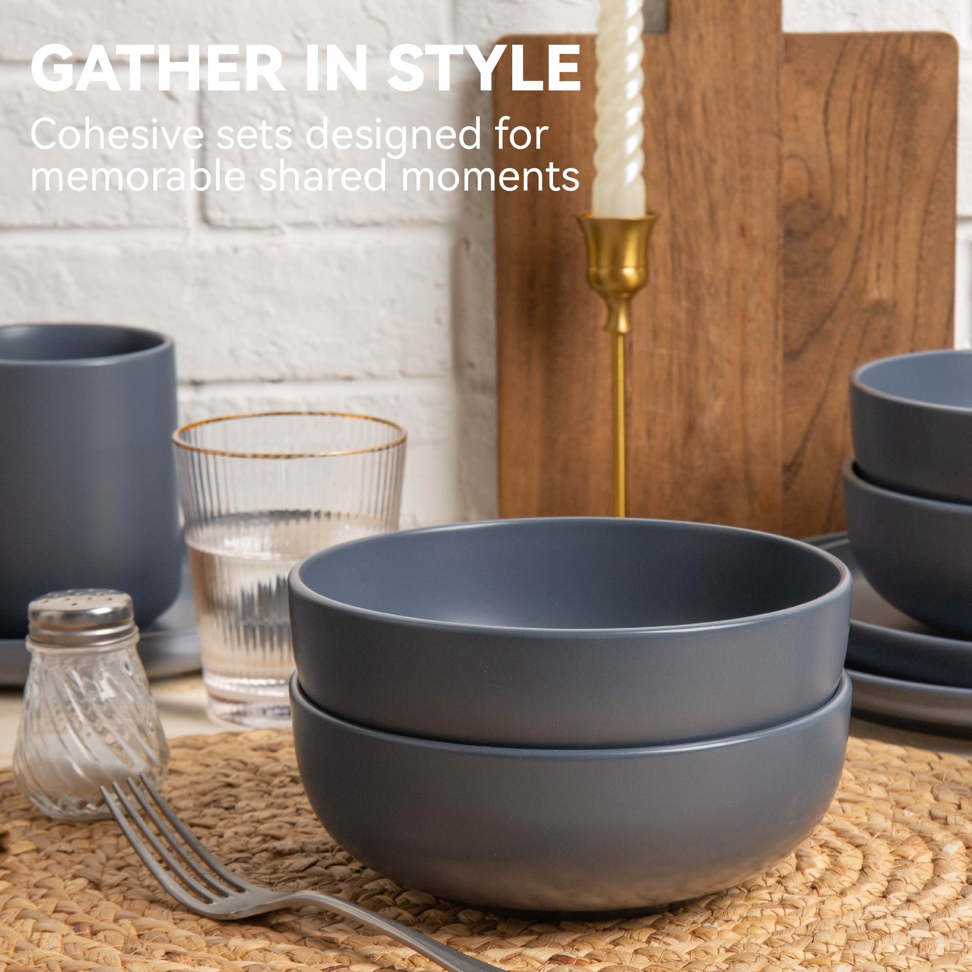 12-Piece Stoneware Dinnerware Sets With Mugs | Microwave & Dishwasher Safe | Non-Toxic Dinner Plates Bowls Set | Stackable Matte Glaze Kitchenware For 3_voghion.com